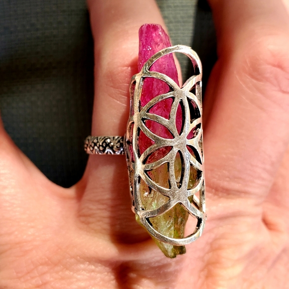 New Caged Bi-Color Tourmaline 925 Silver Ring. - Picture 2 of 14